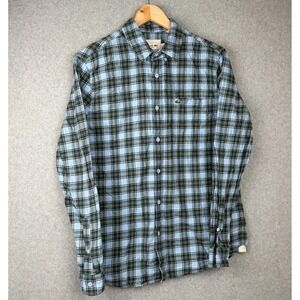 Lacoste Regular Fit Plaid Button Front Shirt Blue Green Men US M